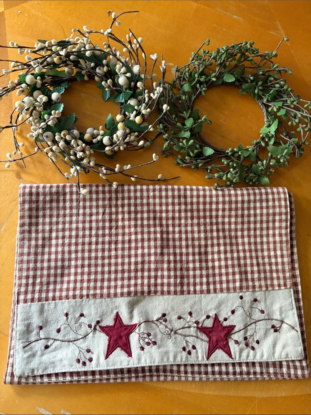 Unbranded Red Star Embroidered Kitchen Towel - Rustic Farmhouse Style
